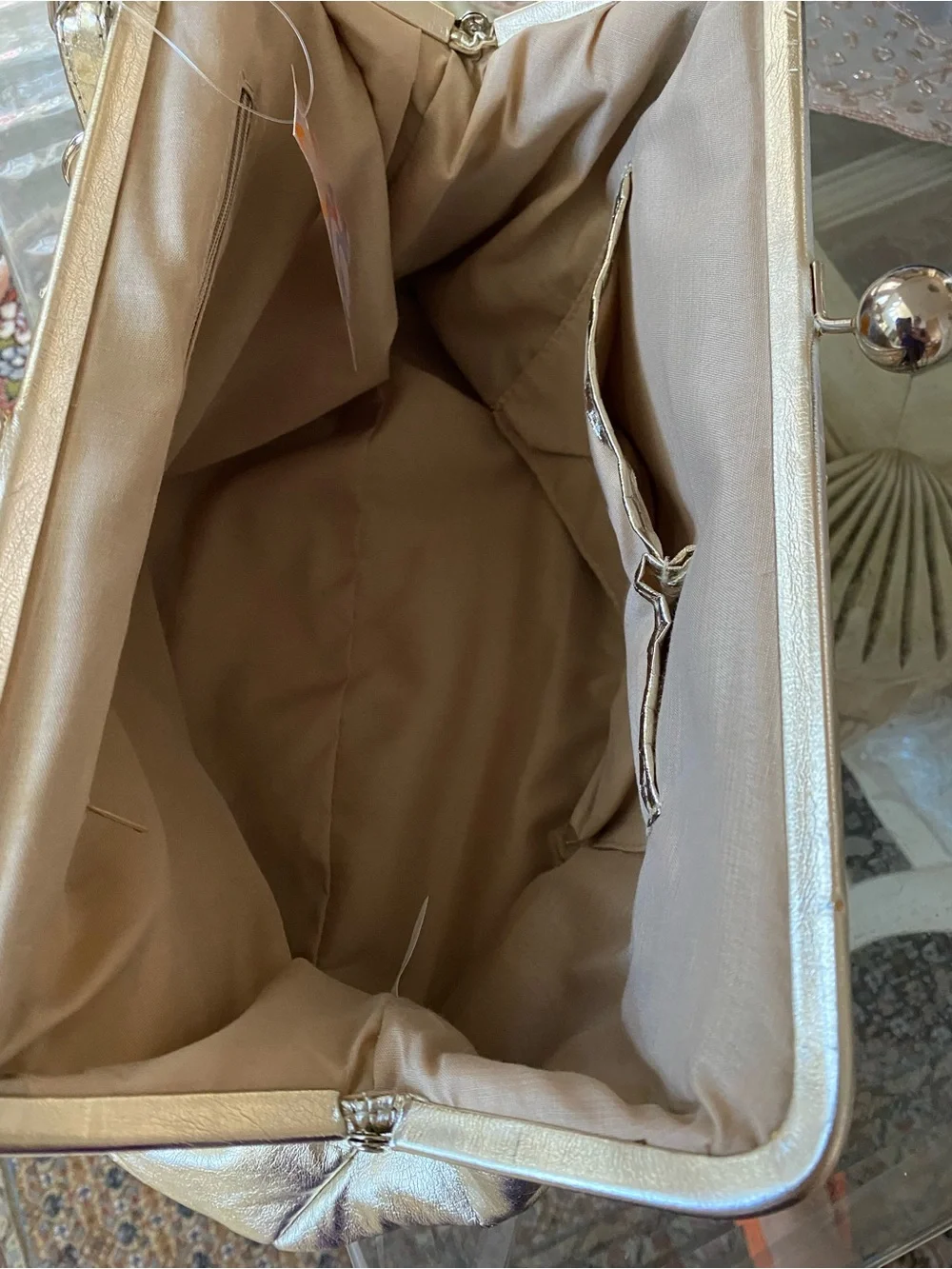 Metallic Gold Crown-Embellished Women’s Shoulder Bag
